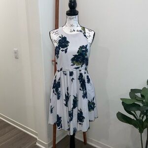 Free People White and Blue Floral Midi Dress